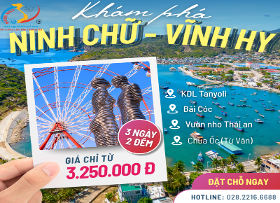 TOUR NINH CHỮ - VĨNH HY - CAM RANH, RESORT 5 SAO - XE VIP LIMOUSINE, 3 NGÀY 2 ĐÊM